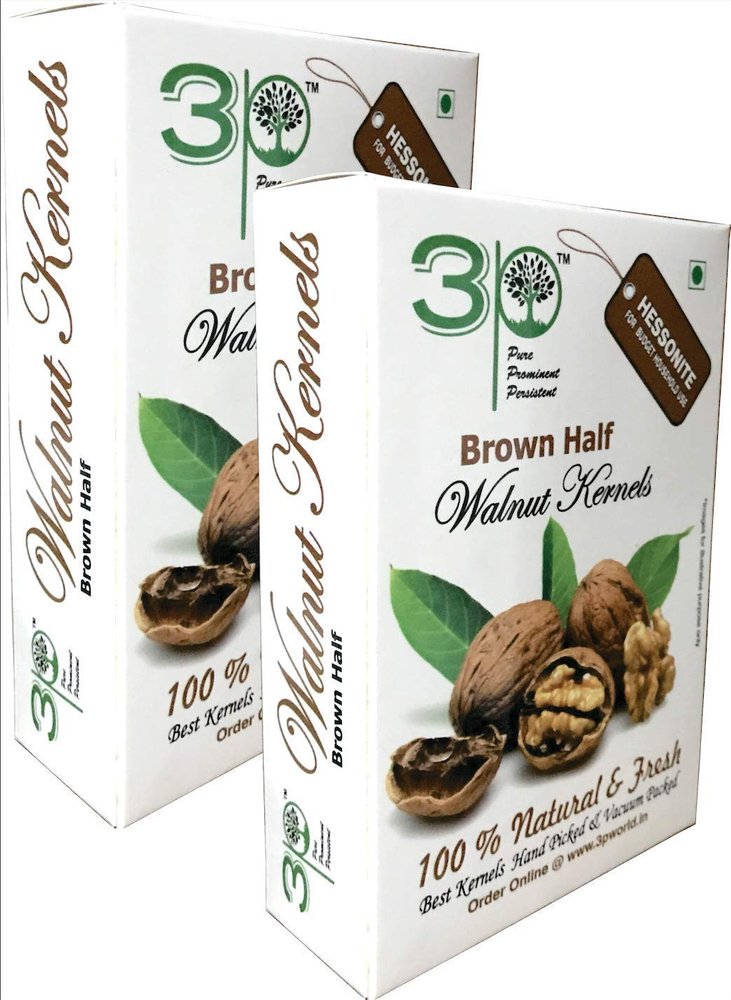 3p Kashmiri Organic Walnut Kernels Without Shell Natural Akhrot Giri Dry Fruit Brown Haif 400 gm (200 gm x pack of 2)