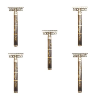 Foreign Holics Double Edge Black Golden Shaving Razor/Safety For Men-4Inch (5 Pcs)