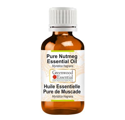 Greenwood Essential Nutmeg Essential Oil (Myristica fragrans) Pure | Non-Sticky | Non-greasy | Lightweight | Men & Women | All Skin Types | Steam Distilled 30ml