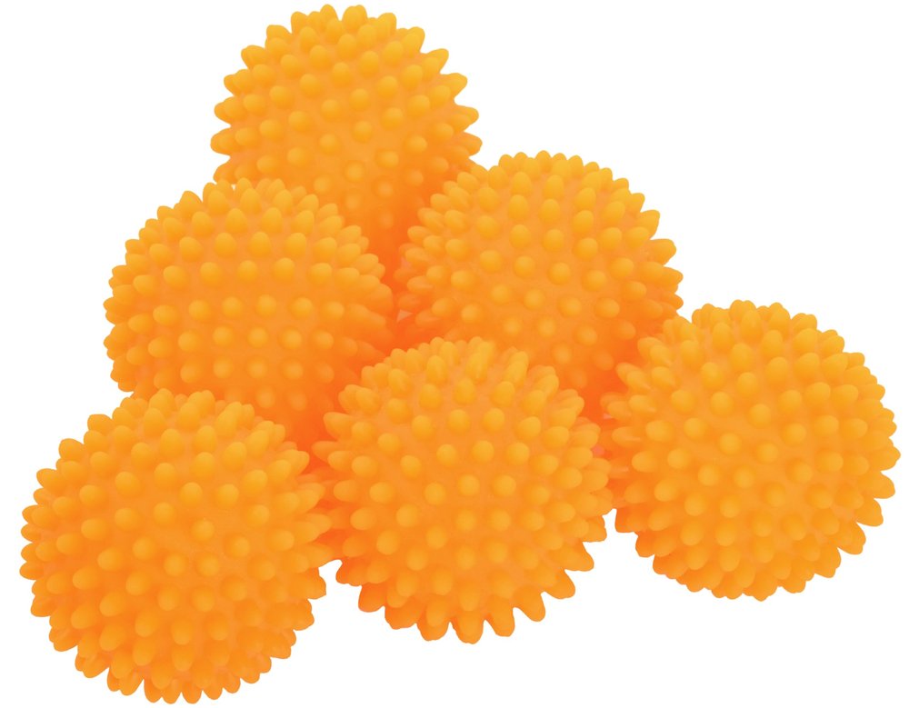 S&T INC. Reusable Dryer Balls, Fabric Softener for Laundry, Orange, 2.5 in, 6 Pack