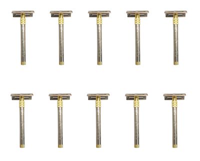 Foreign Holics Double Edge Safety Shaving Razor with Long Handle for Men (4-inch, Pack of 10)