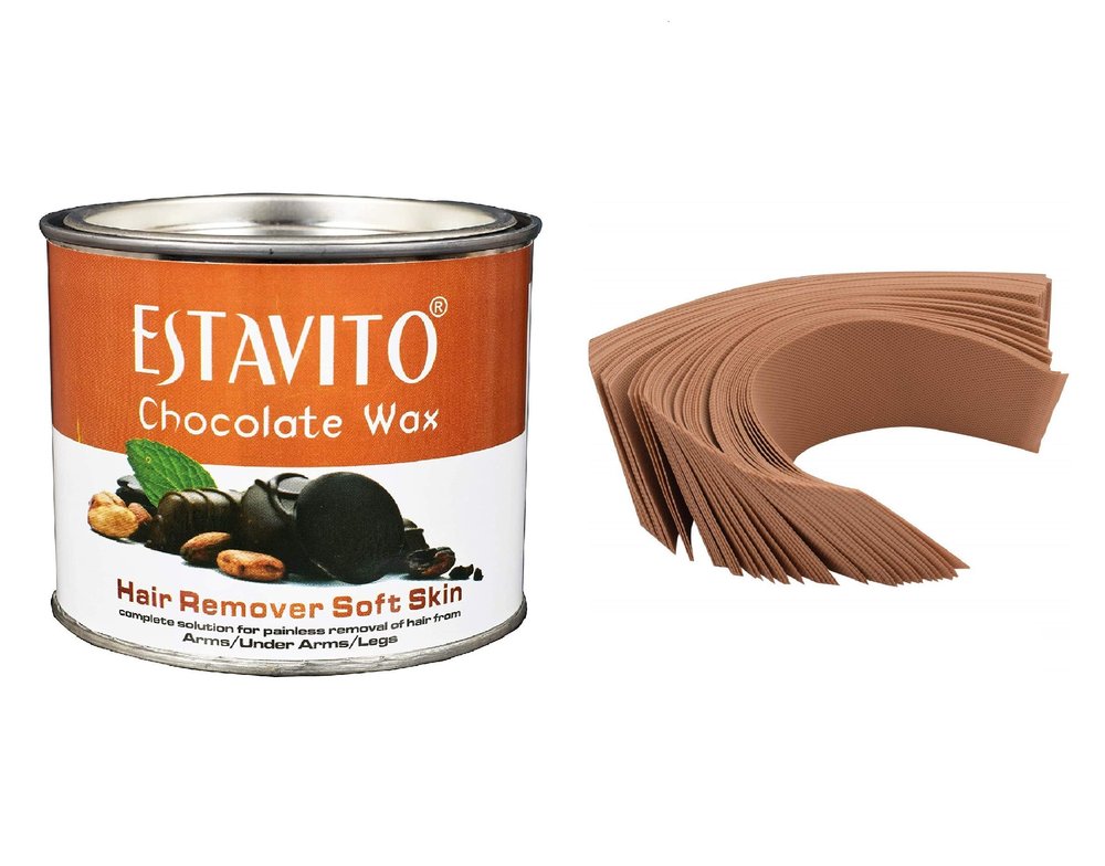 ESTAVITO Women Chocolate Wax 600Gms With 30 Wax Strips | For Hair & Tan Removal | For Arms, Legs And Full Body | Combo Offer