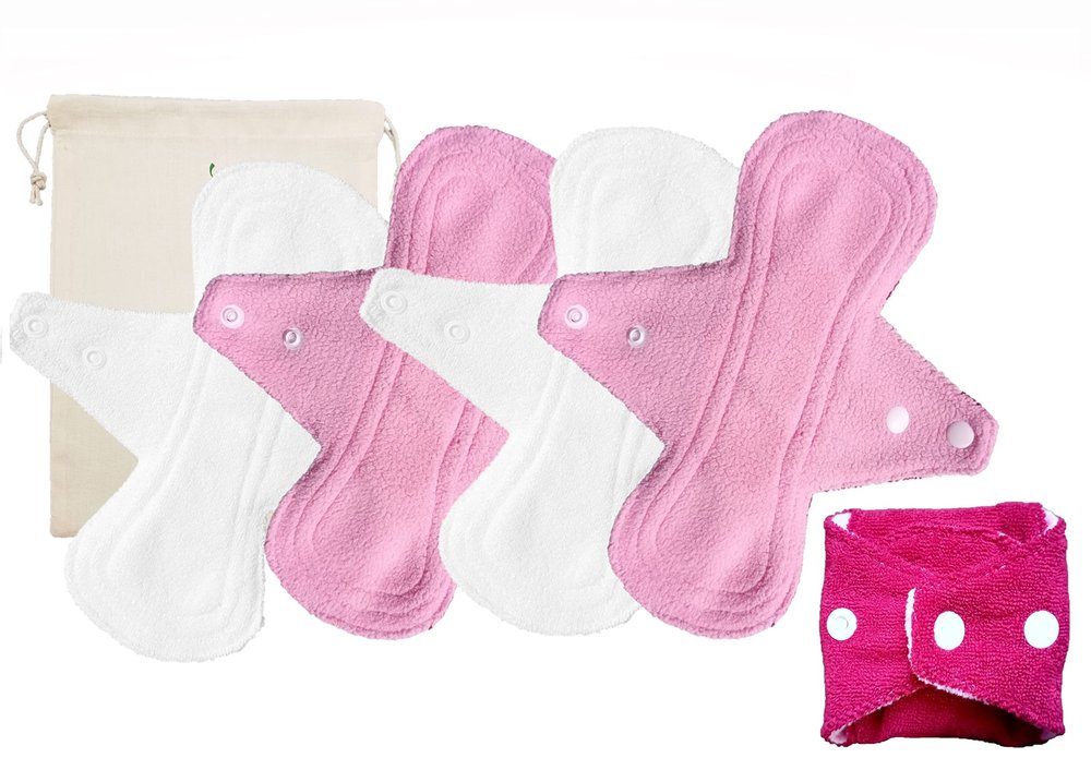 Manvicare Reusable Washable Cloth Mini Sanitary Pads-Cloth Pantyliners With Wings for Women-4 Panty liners-Mini Pads & 1 Storage Bag - Size 200mm