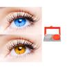2 Pair Monthly Colored Contact Lenses Zero Power With 1 Lens Travel Kit (Light Blue-Honey) view 1