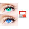 2 Pair Monthly Colored Contact Lenses Zero Power With 1 Lens Travel Kit (Sea Blue-Light Blue) view 1