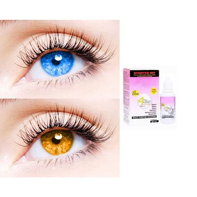 2 Pair Monthly Colored Contact Lenses Zero Power With 30 ml Solution (Light Blue-Honey)