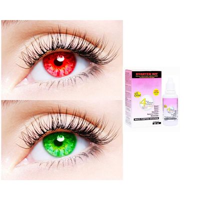 2 Pair Monthly Colored Contact Lenses Zero Power With 30 ml Solution (Red-Green)
