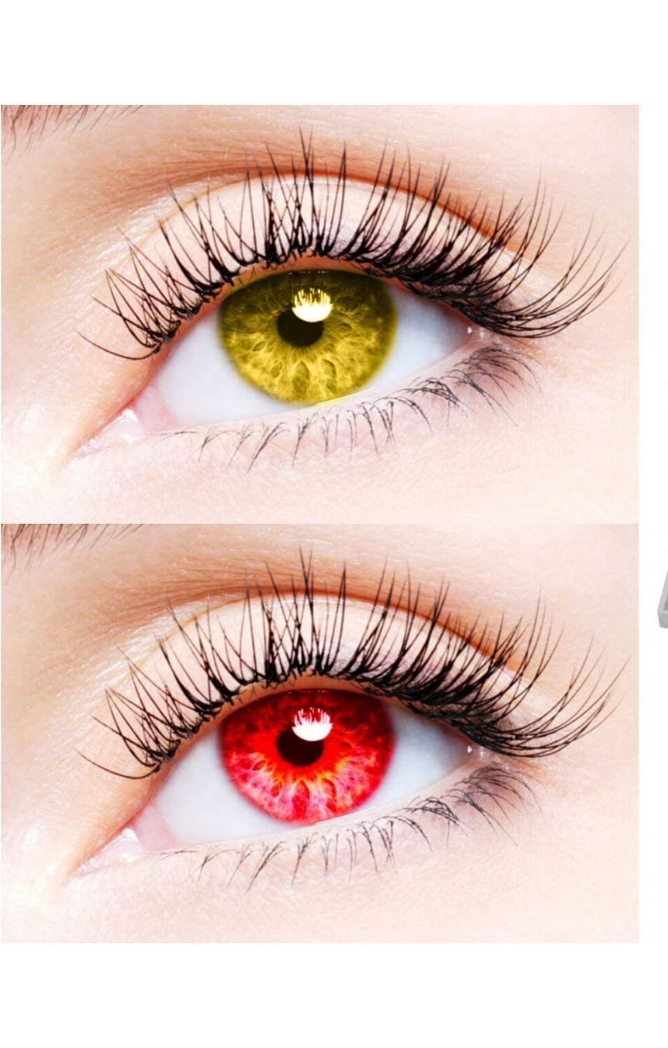 2 Pair Monthly Colored Contact Lenses Zero Power With 1 Lens Travel Kit (Hazel-Red)