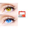 2 Pair Monthly Colored Contact Lenses Zero Power With 1 Lens Travel Kit (Hazel-Light Blue) view 1