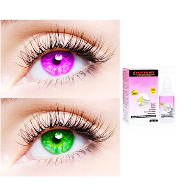 2 Pair Monthly Colored Contact Lenses Zero Power With 30 ml Solution (Violet-Green)