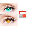 2 Pair Monthly Colored Contact Lenses Zero Power With 1 Lens Travel Kit (Sea Blue-Honey) view 1