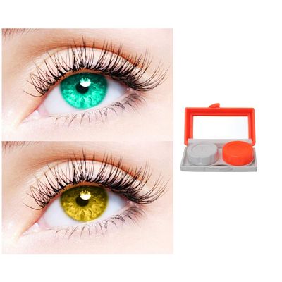 2 Pair Monthly Colored Contact Lenses Zero Power With 1 Lens Travel Kit (Sea Blue-Hazel)