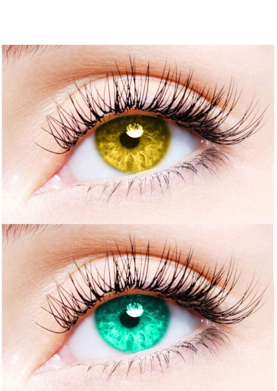 2 Pair Monthly Colored Contact Lenses Zero Power With 1 Lens Travel Kit (Hazel-Sea Blue)