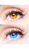 2 Pair Monthly Colored Contact Lenses Zero Power With 1 Lens Travel Kit (Honey-Light Blue) view 1