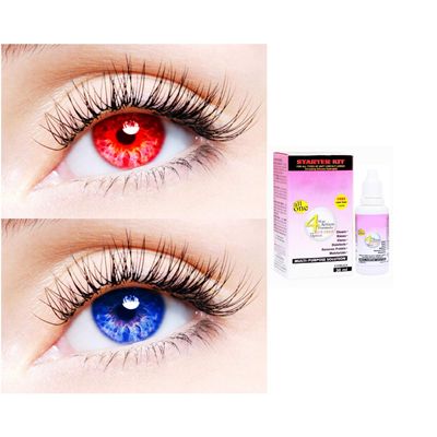 2 Pair Monthly Colored Contact Lenses Zero Power With 30 ml Solution (Red-Blue)