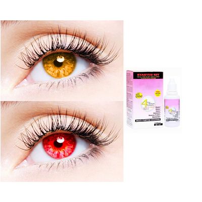 2 Pair Monthly Colored Contact Lenses Zero Power With 30 ml Solution (Honey-Red)