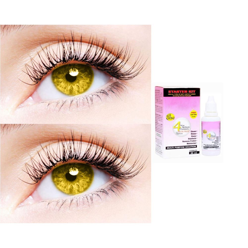 2 Pair Monthly Colored Contact Lenses Zero Power With 30 ml Solution (Hazel-Hazel)