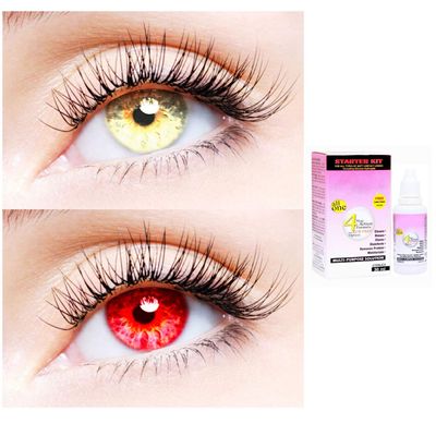 2 Pair Monthly Colored Contact Lenses Zero Power With 30 ml Solution (Gold-Red)