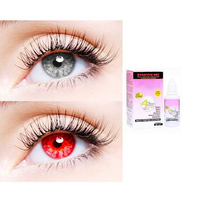 2 Pair Monthly Colored Contact Lenses Zero Power With 30 ml Solution (Grey-Red)
