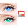 2 Pair Monthly Colored Contact Lenses Zero Power With 1 Lens Travel Kit (Light Blue-Sea Blue) view 1