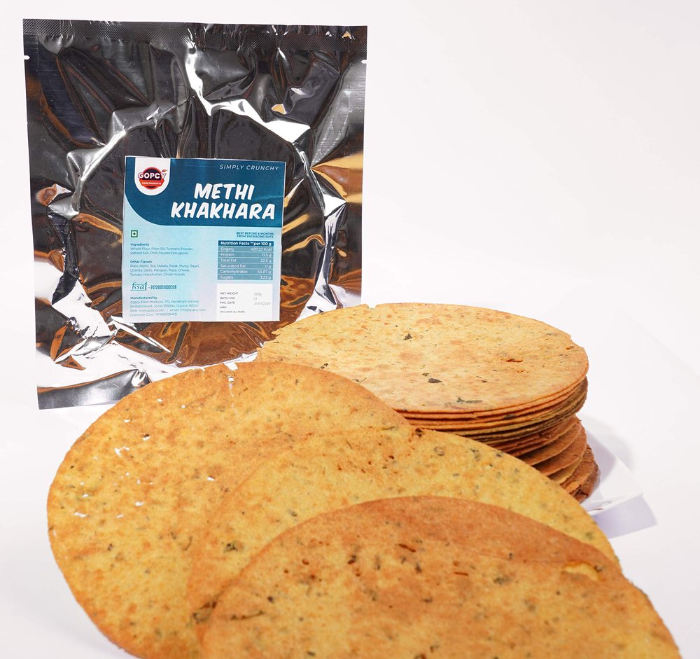 Gopcy Methi Khakhra Packets Of 4(800 Gm) - Healthy Gujarati Snacks