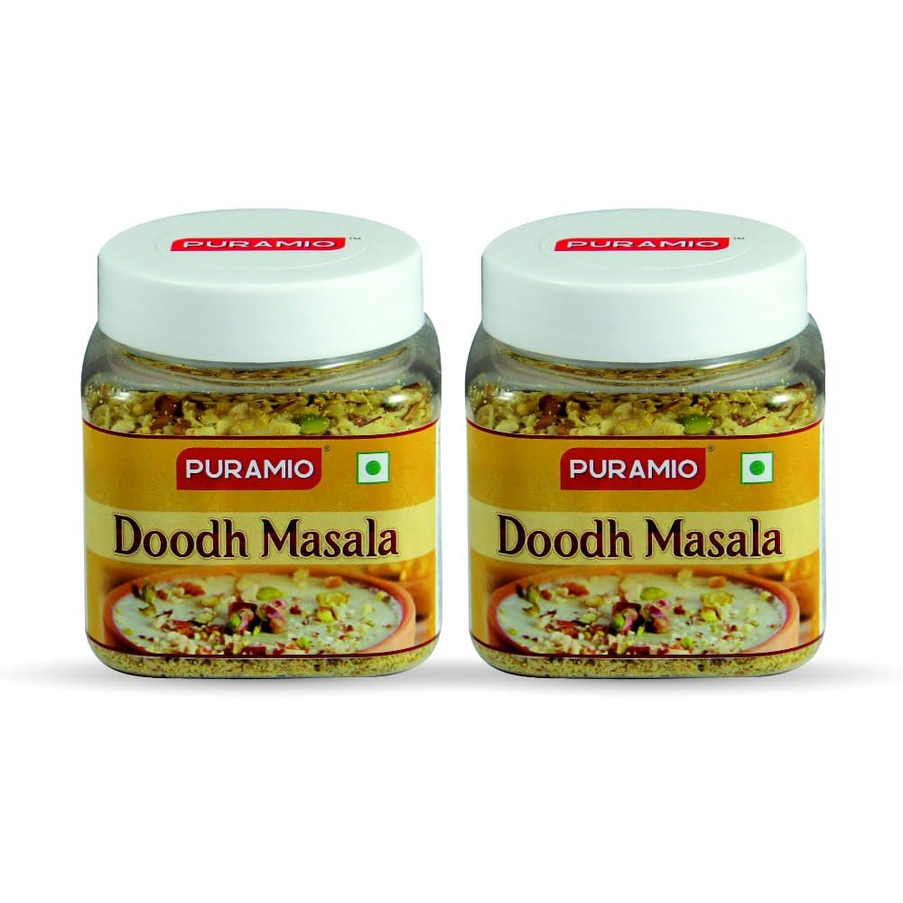 Puramio Milk/Doodh Masala - Premium Home Made (No Added Sugar), Real Dry Fruits and Saffron (Kesar) - 125g (Pack of 2)