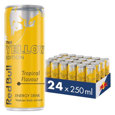 Red Bull Yellow Edition-Tropical Fruit Flavor (250 Ml)-Pack Of 24,Vegetarian