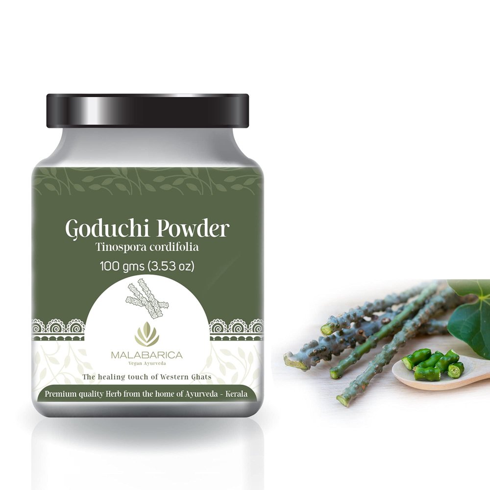 MALABARICA Vegan Ayurveda - Ayurvedic Guduchi Powder (Tinospora cordifolia) 100 gm
