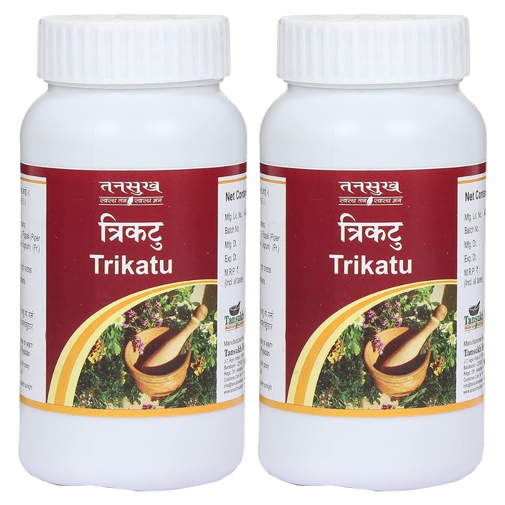 Tansukh Trikatu Churna/Powder - Pack of 2 (100g Each) Ayurvedic Thirikadugam Churnam | Combination of Three Spices(Ginger, Black Pepper & Long Pepper) Relieve Digestive problems | Ayurvedic Ingredients