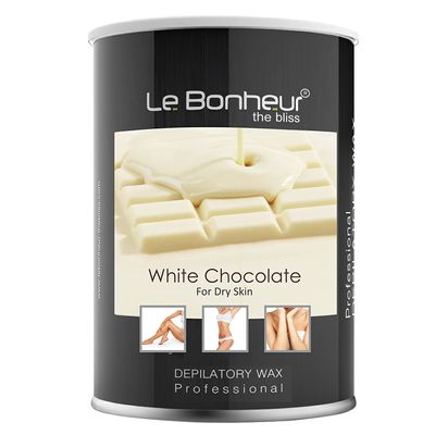 Le Bonheur White Chocolate Wax 800g | Pure Natural - No Skin Burn - Allergen Free | For Sensitive Skin with Elastic and Creamy Texture - Fully Body Wax for All Hair and Skin Type