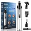 BONLOE Professional 4 in 1 USB Rechargeable Ear and Nose Hair Trimmer for Men and Women - Painless,Lightweight,Waterproof Electric Grooming Tool,Silver view 1