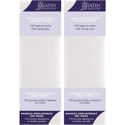 Satin Smooth Large Non-Woven Cloth Waxing Strips 100 ct x 2 packs