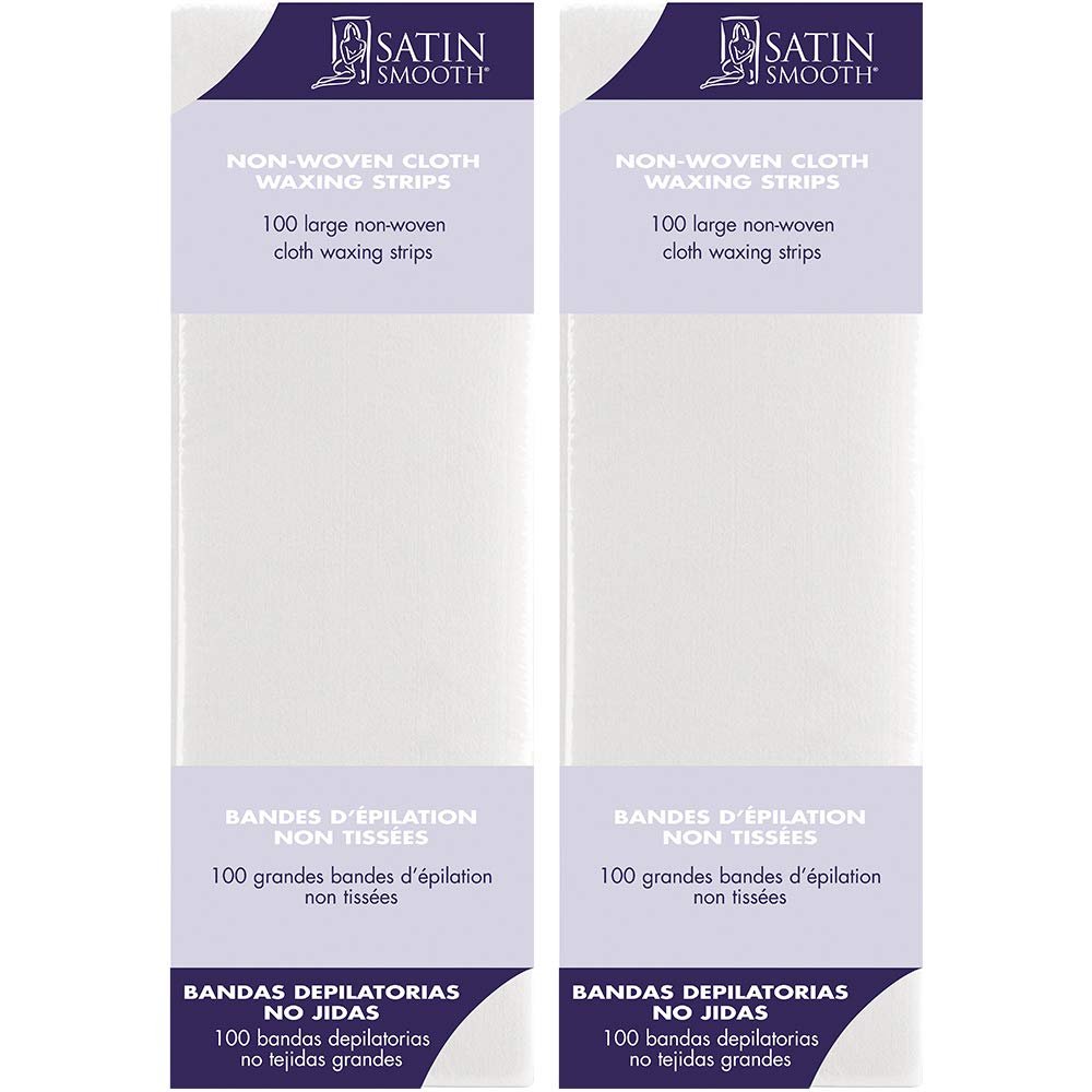 Satin Smooth Large Non-Woven Cloth Waxing Strips 100 ct x 2 packs