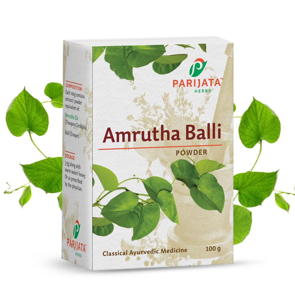 Parijata Herbs Giloy/Guduchi/Amrutha Balli/Gulvel Stem Powder - 100gm | No Added Preservative | Immunity Booster Tinospora Cordifolia Ayurvedic Powder for Managing Diabetes, Jaundice, Kidney Stones, Infections