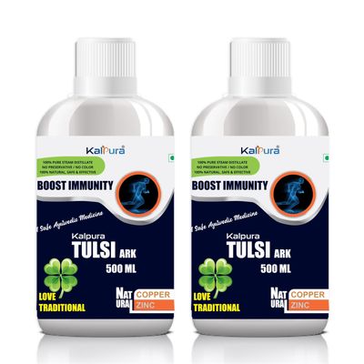 Kalpura Tulsi Ark  100% Pure Distillate | Supports Immunity & Respiratory Health | Made with Neem-Grown Giloy & Fresh Tulsi | No Sugar, No Artificial Colors or Chemicals | 2000ml (Pack of 4  500ml Each)