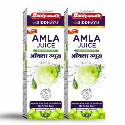 Baidyanath Asli Ayurved Amla Juice - Natural Immunity Booster Enriched With Vitamin C | No Added Sugar-1L (Pack Of 2)