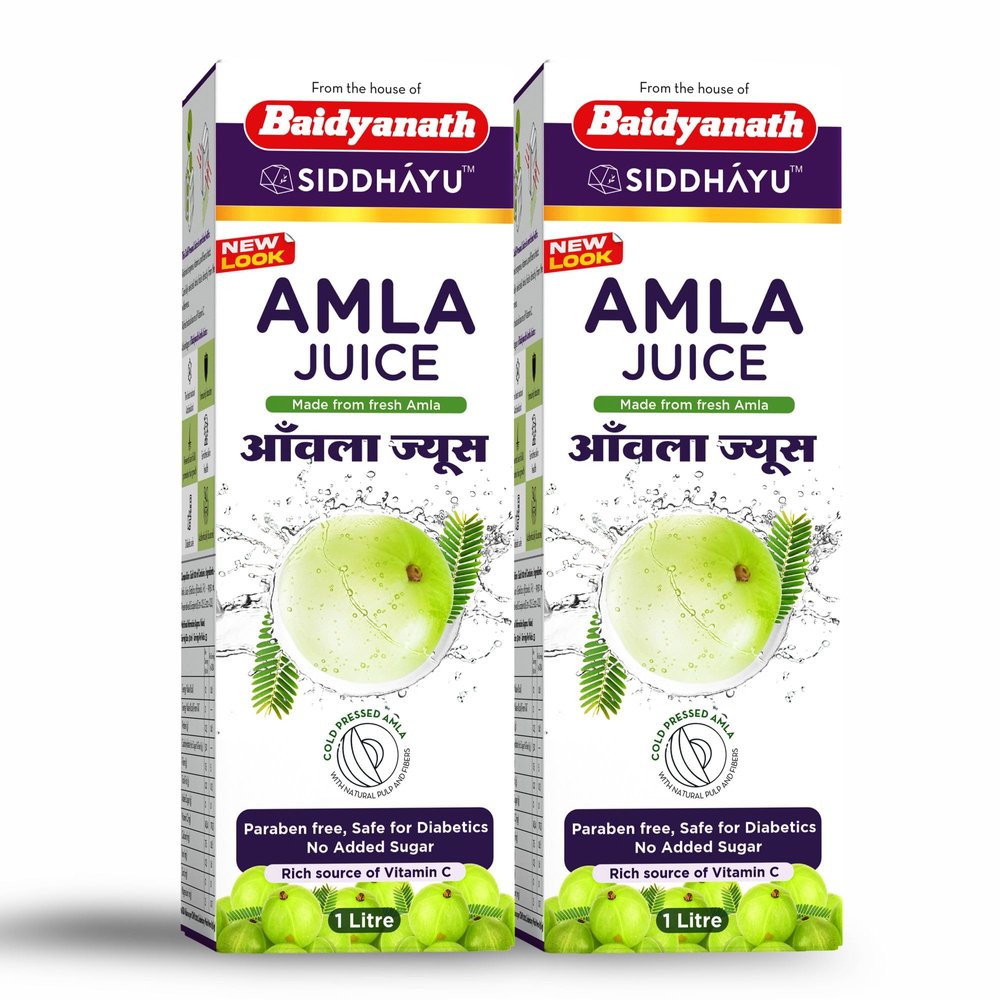 Baidyanath Asli Ayurved Amla Juice - Natural Immunity Booster Enriched With Vitamin C | No Added Sugar-1L (Pack Of 2)
