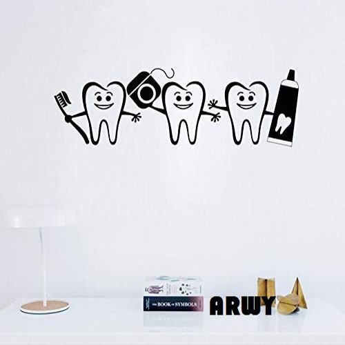 ARWY Dental Wall Sticker for Clinic 90x40 cm Healthy Teeth Dentist Wall Decor, Waterproof Self Adhesive Dental Care Vinyl Mural for Clinic, Bathroom & Dentist Office Decoration
