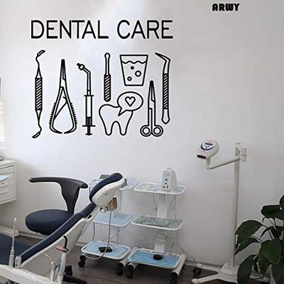 ARWY Dental wall Stickers for Clinic DIY Removable Vinyl Decal Mural Letter Wall Sticker Dental Dental Care Logo Removble Dentist Smile Size(50X62 cm)
