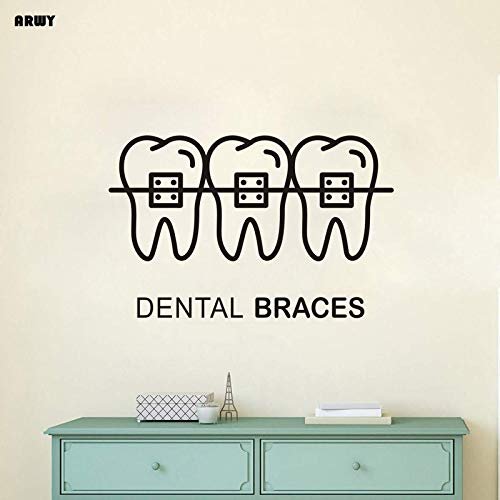 ARWY Dental wall Stickers for Clinic Art Dental Braces Teeth Health Wall Sticker Teeth Care Clinic Store Wall Decor Sticker Removable Size(40X66) (Black)