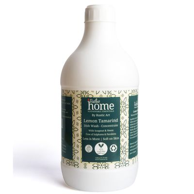 Rustic Home Lemon Tamarind Dish Wash Concentrate | Plant-Based & Natural | Soapnut & Neem | Converts to ~11 L Liquid | Tough on Grease, Gentle on Hands | Sulphate & Paraben Free | 1100g