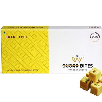 LB RAY No Sugar Bites Stevia Soan Papdi (Elaichi), 250 g