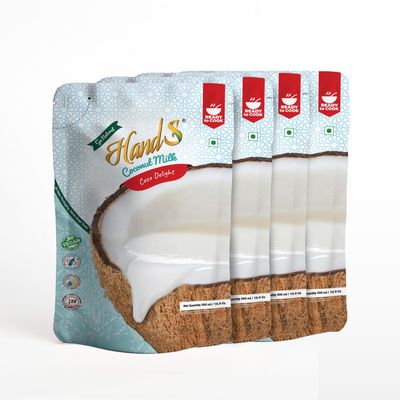 HandS Coconut Milk - 18% Fat | | Dairy-Free | Pure Plant-Based | No Preservatives | Vegan & Keto Friendly | Real Homemade Taste - 500ml x Pack of 4