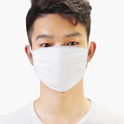 BSD Organics Safety Face Cover Protection - White Cotton Washable/Reusable (5)