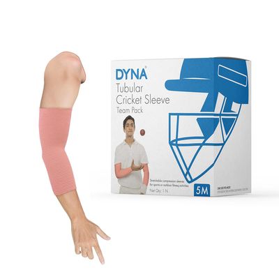 Dyna Cricket Sleeve | Sports Sleeve | Mild Compression | Injury Prevention for Men and Women | Sun Protection Arm Sleeve | Breathable & Reusable | Beige Colour | 10 M Roll, Pack of 1