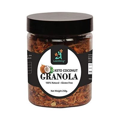 Leanbeing Keto Granola Coconut Mocha Crunch 250 G | Low Carb Cereal, Gluten & Grain Free- Low Fat, High Protein Keto Cereals Energy Snack
