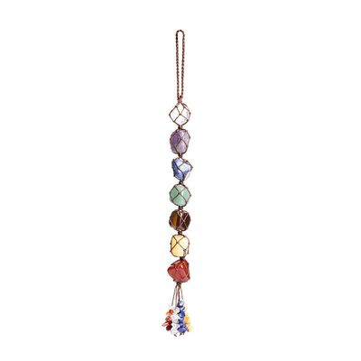 7 Chakra Gemstones Healing Feng Shui Crystals Window Car Hanging Ornament Dowsing Pendulum Good Luck Home Decoration for Reiki Healing Yoga Meditation,Worry Palm Tumbled Stones