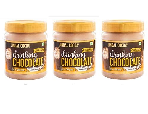 Jindal Cocoa Drinking Chocolate Cinnamon Powder - 200g | Goes well with Hot or Cold Chocolate Drink | No Artificial Colours | No Artificial Preservatives | No Trans-Fat | 100% Vegetarian (600g)