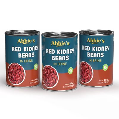 Abbie's Red Kidney Beans, 1200 Gram Pack Of 3 (400 G Each)|Precooked Red Kidney Beans, Best For Indian Curry (Rajma), Salad Etc.|Ready To Cook & Ready To Eat (Set Of 3)