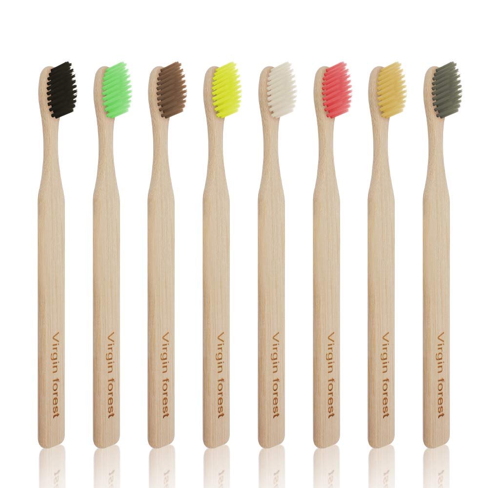 8Pcs Bamboo Toothbrush, BPA-Free Soft Toothbrushes, Natural Eco-Friendly Biodegradable Best Travel Wood Toothbrush Set, For Sensitive Gums